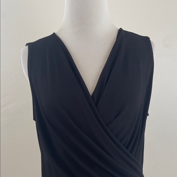 Calvin Klein Pleated Faux Wrap Black Blouse s - Picture 2 of 9